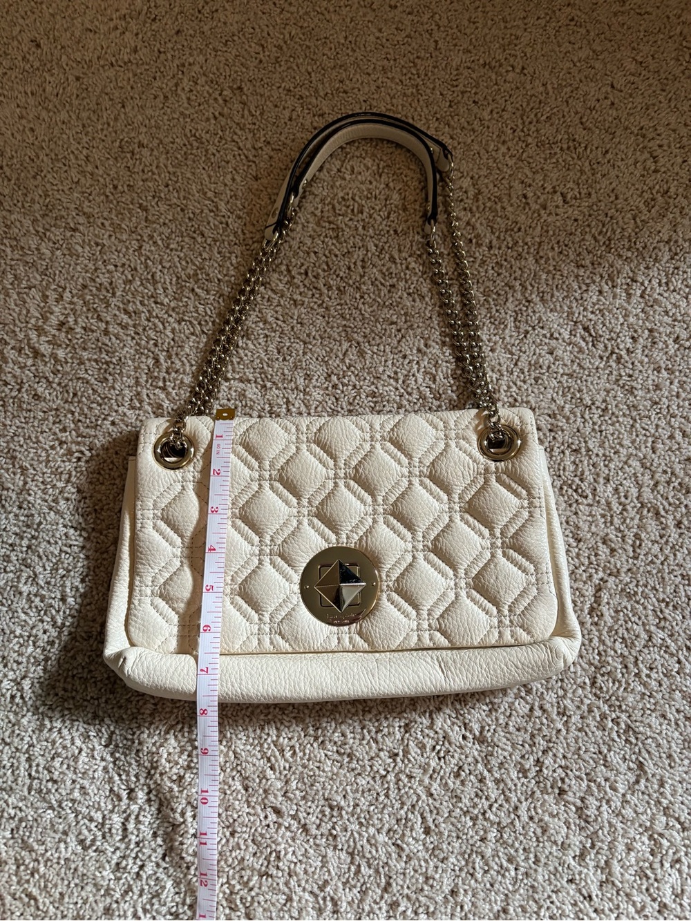 kate spade Quilted Cream Shoulder Bag with Gold Hardware